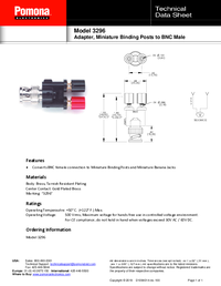 Thumbnail of document Data Sheet - 3296 BNC (M) To Miniature Stacking Binding Posts